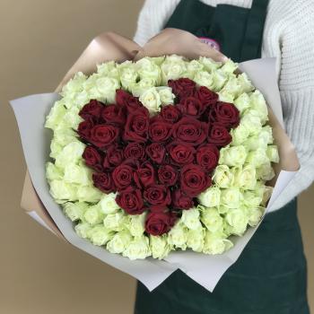 Букет 101 роза (Кения) в виде Сердца код товара  5616