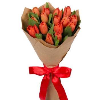 Букет красных тюльпанов 15 шт (№   6944ekb)